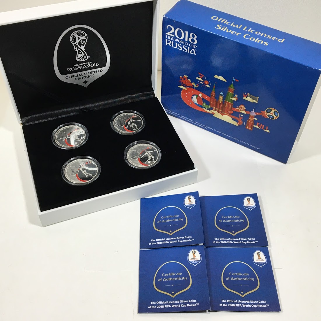 2018 FIFA ワールドカップロシア大会公式記念コイン カラー銀貨 4 種セット | 金・ダイヤの高価買取なら「まねきや」