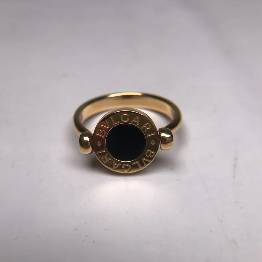 ブルガリブルガリ フリップ リバーシブル オニキス 珊瑚 リング K18 YG
