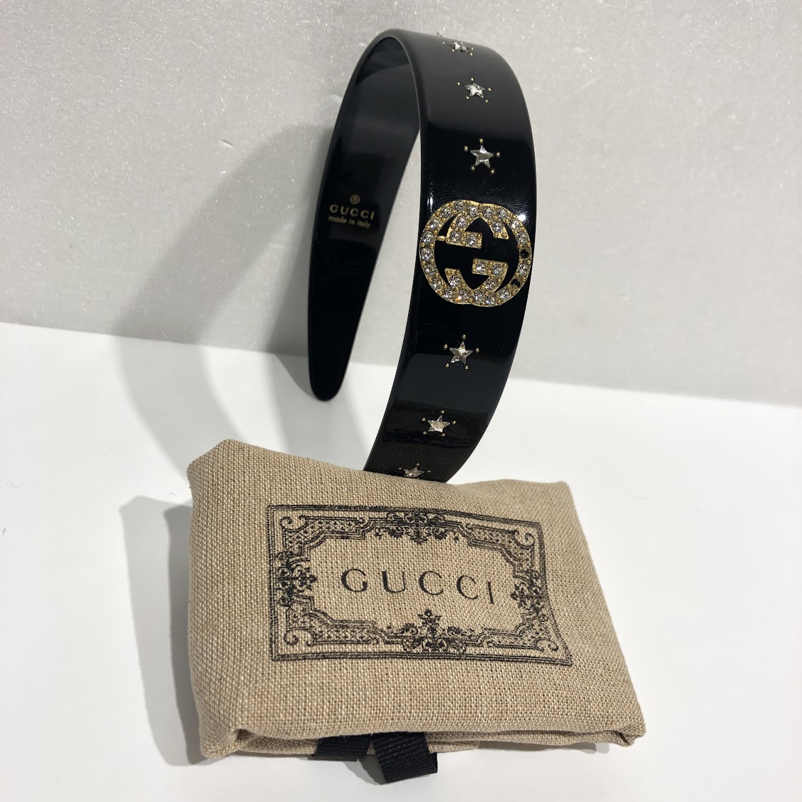 GUCCI グッチ クリスタル インターロッキングG ヘアバンド　阪急三番街　買取