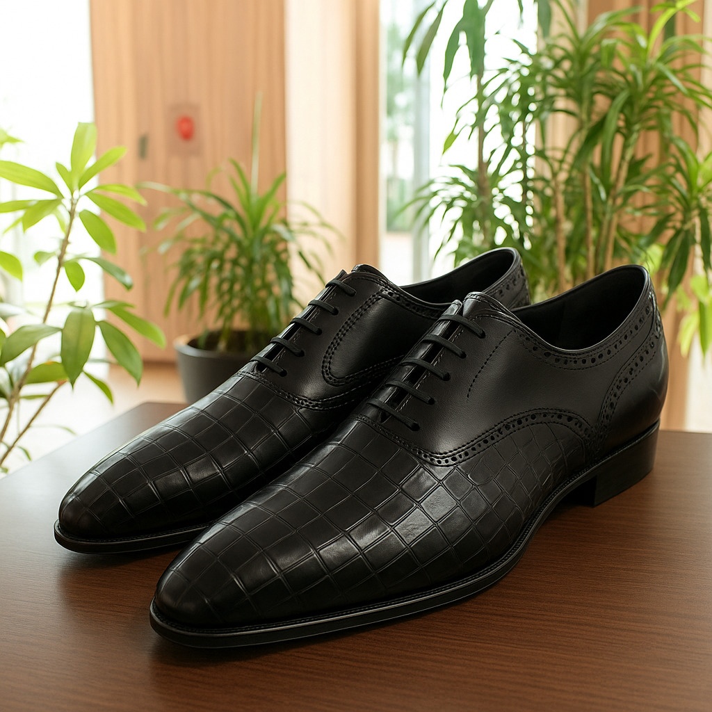 ルイヴィトン 2013年 ヴァンドームライン Richelieu クロコダイルレザードレスシューズ #10