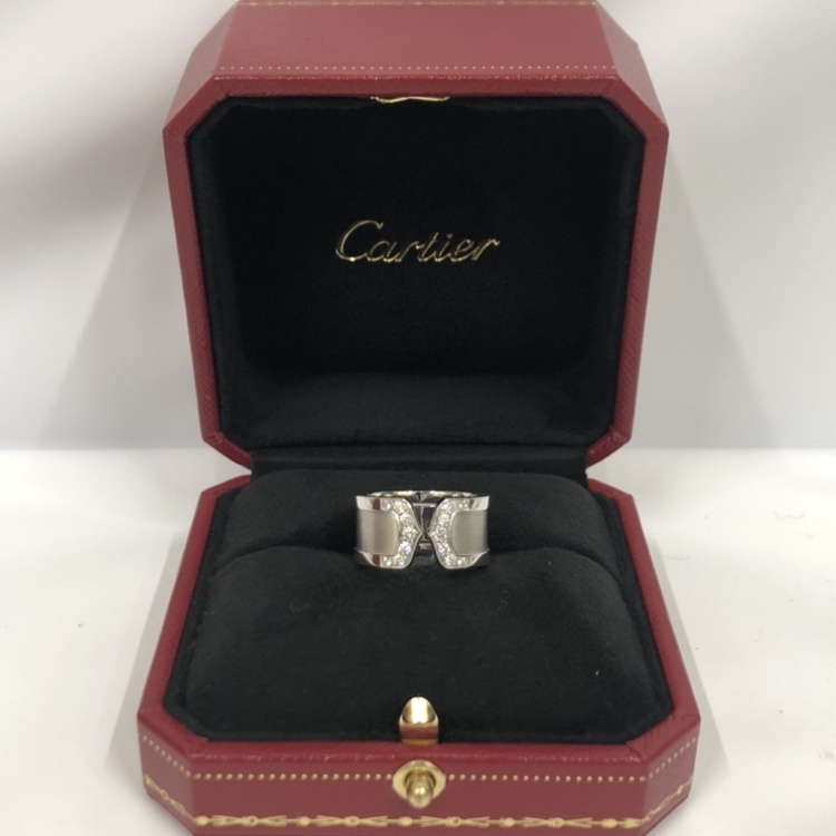 カルティエ C2リング 750 K18WG ホワイトゴールド ダイヤ付き 買取 まねきや京都四条本店
