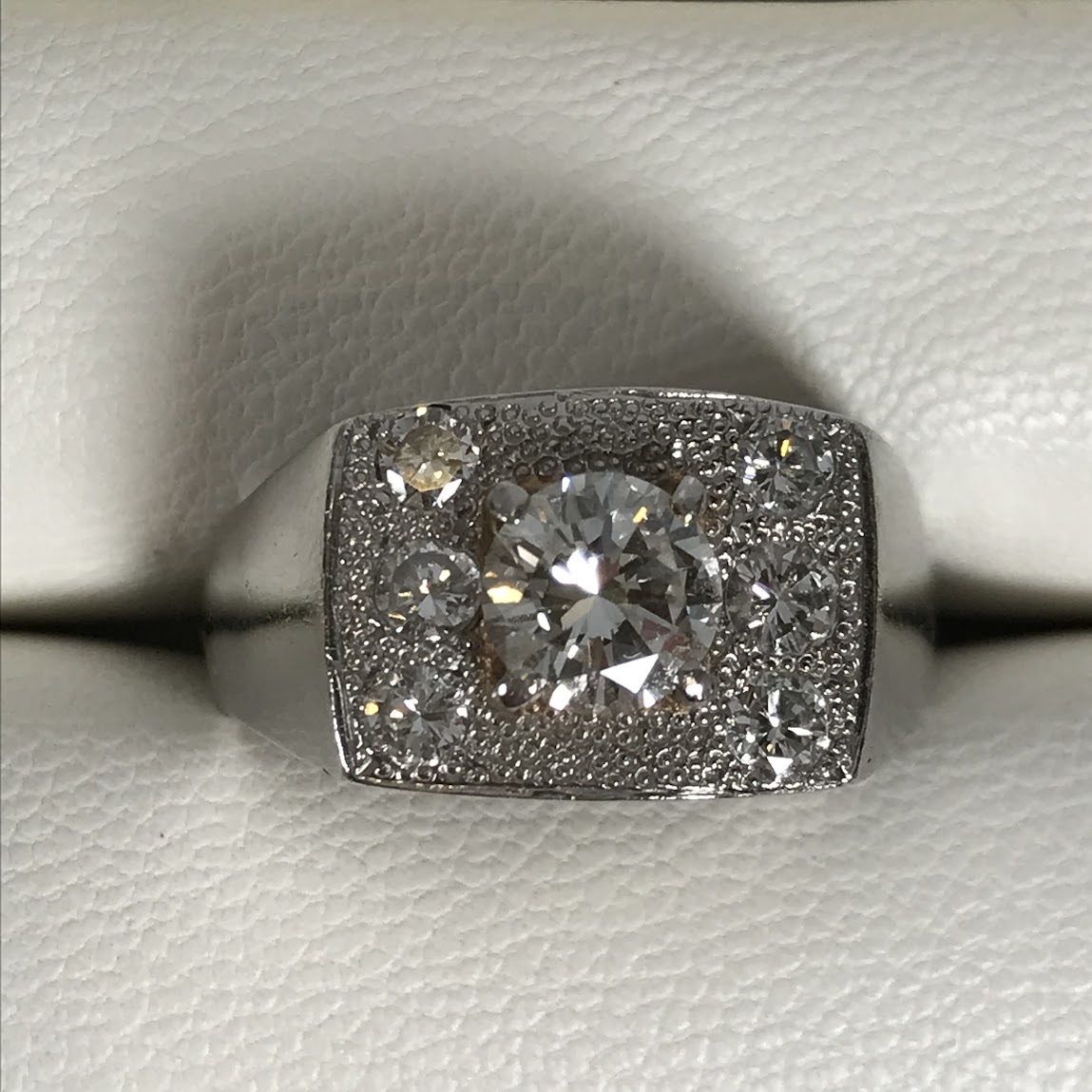 Pt850 印台(シグネット)ダイヤリング