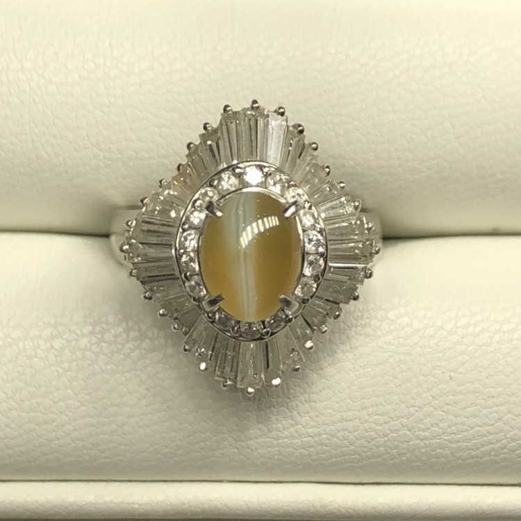 クリソベリルキャッツアイ リング Pt900 1.66ct 京都 四条 買取 色石 宝石 ダイヤモンド