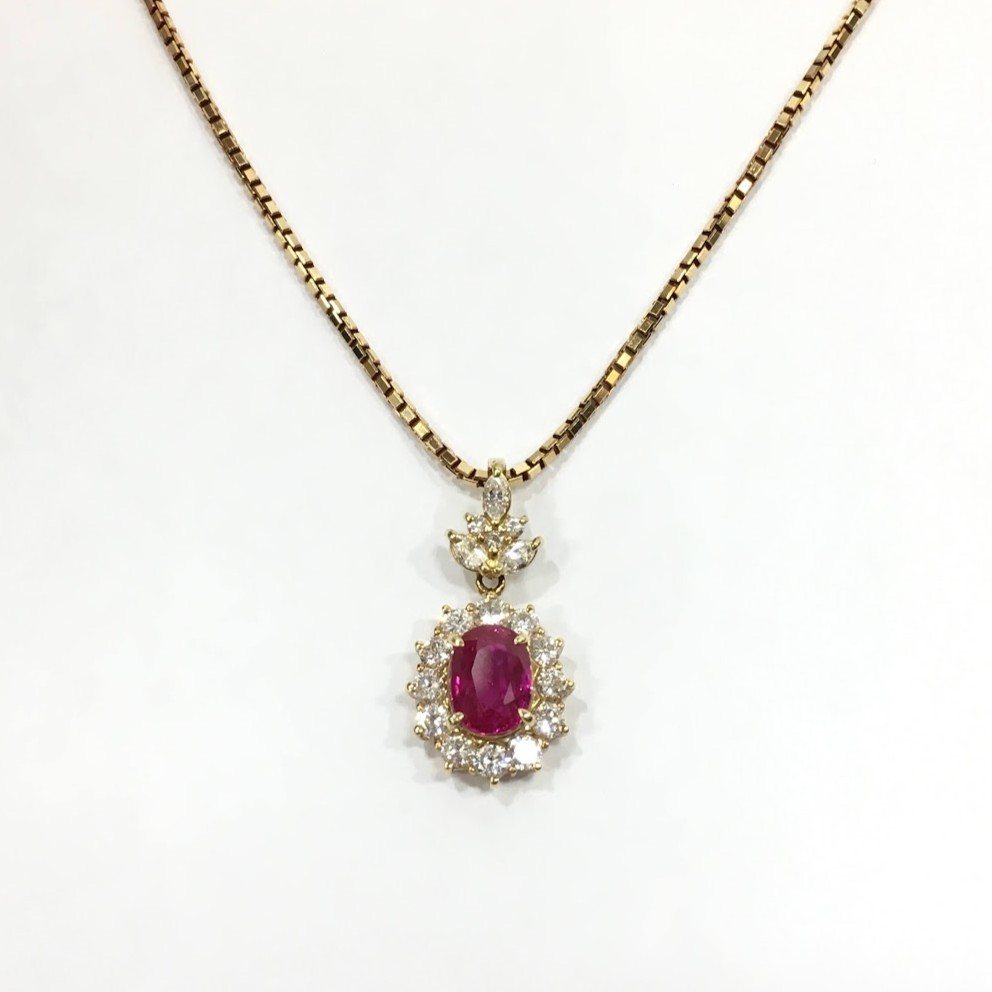 K18 ルビー1.32ctダイヤ0.76ct ネックレス