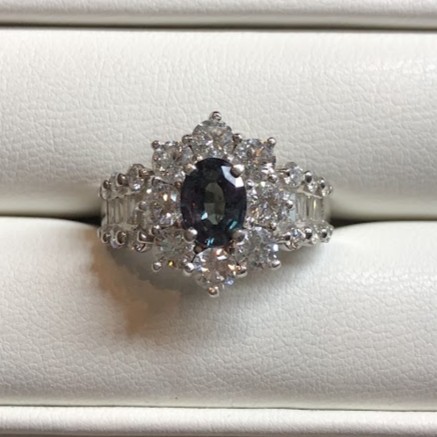 アレキサンドライト リング Pt900 0.83ct D2.22ct 京都 四条 買取 宝石 ジュエリー