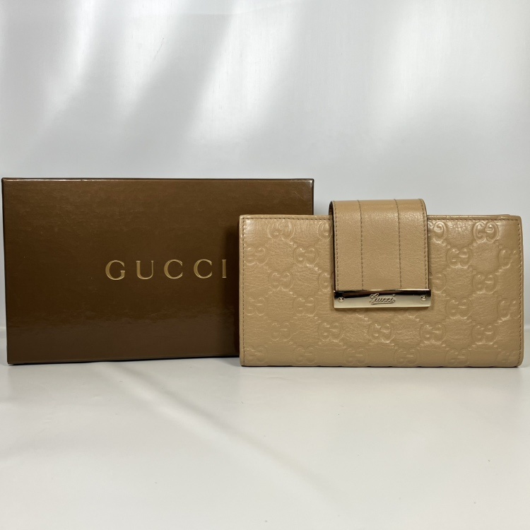 グッチ グッチシマ ベージュレザー ウォレット